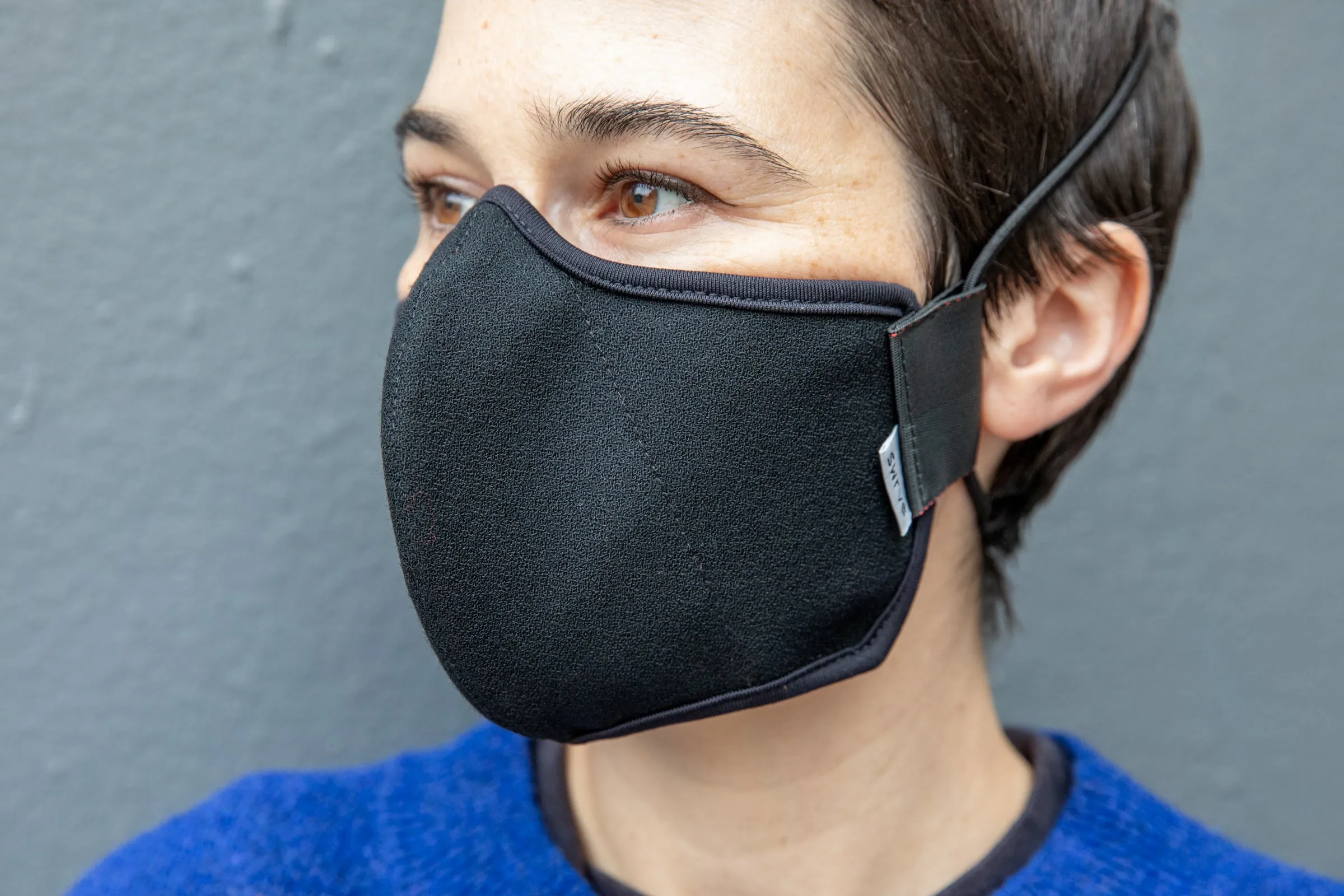 3 LAYER black wool crepe MASK