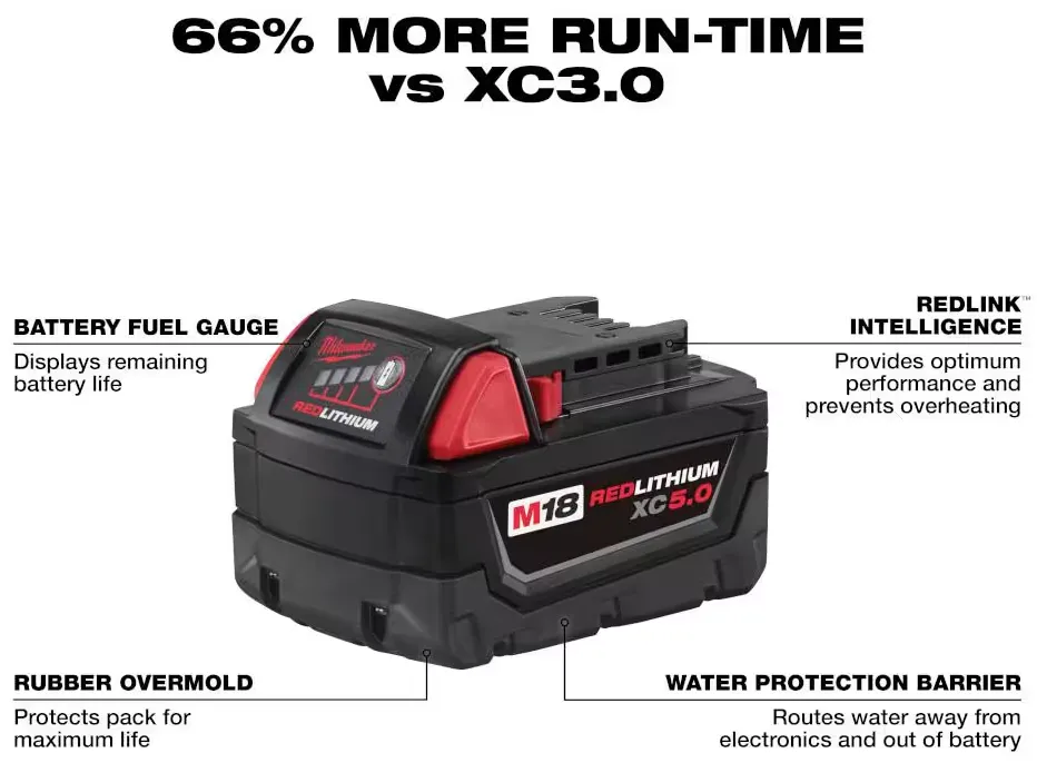 48-11-1850 Milwaukee M18 REDLITHIUM HIGH OUTPUT XC 5.0 AH Battery Pack