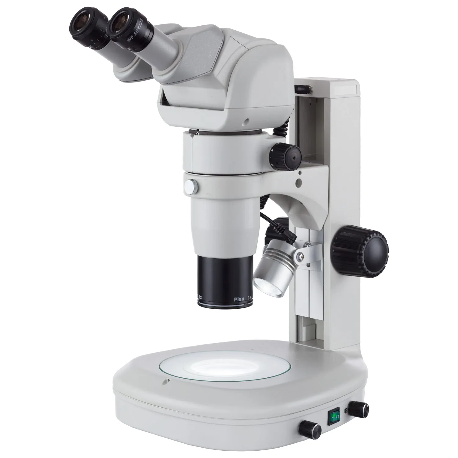 AmScope PM230 Series Zoom Binocular Stereo Microscope 8X-80X Magnification on Track Stand with Common Main Objective(CMO), Dual Illumination and Adjustable Head