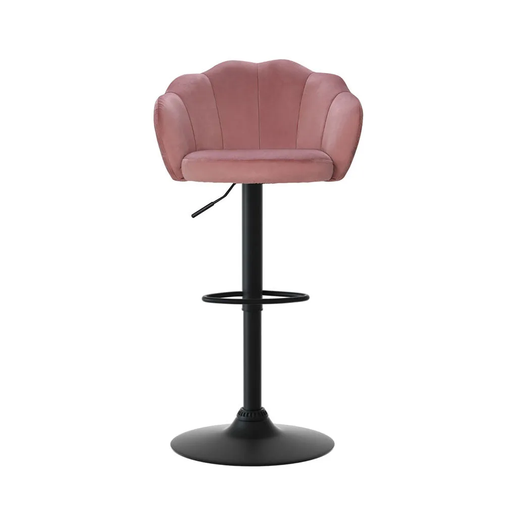 Artiss 4x Bar Stools Gas Lift Velvet Pink