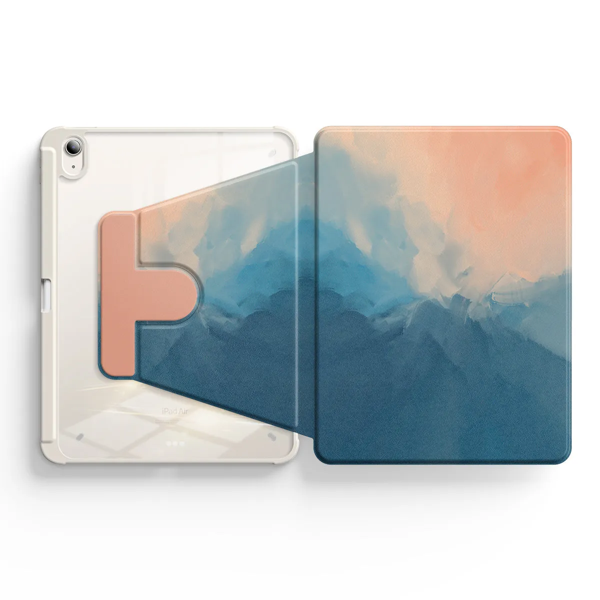 Beige Blue | iPad Series Snap 360° Stand Impact Resistant Case