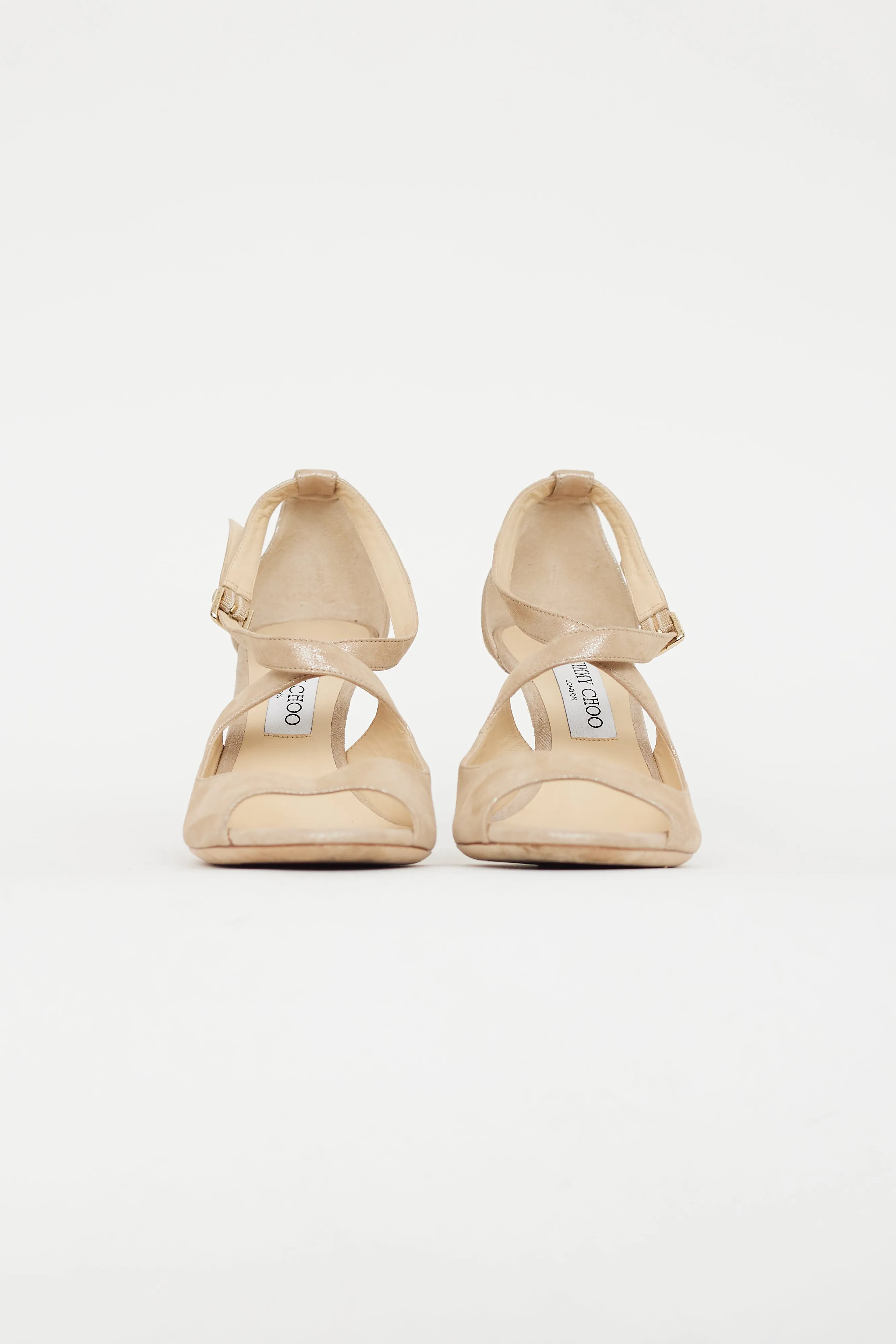 Beige Suede Metallic Sandal