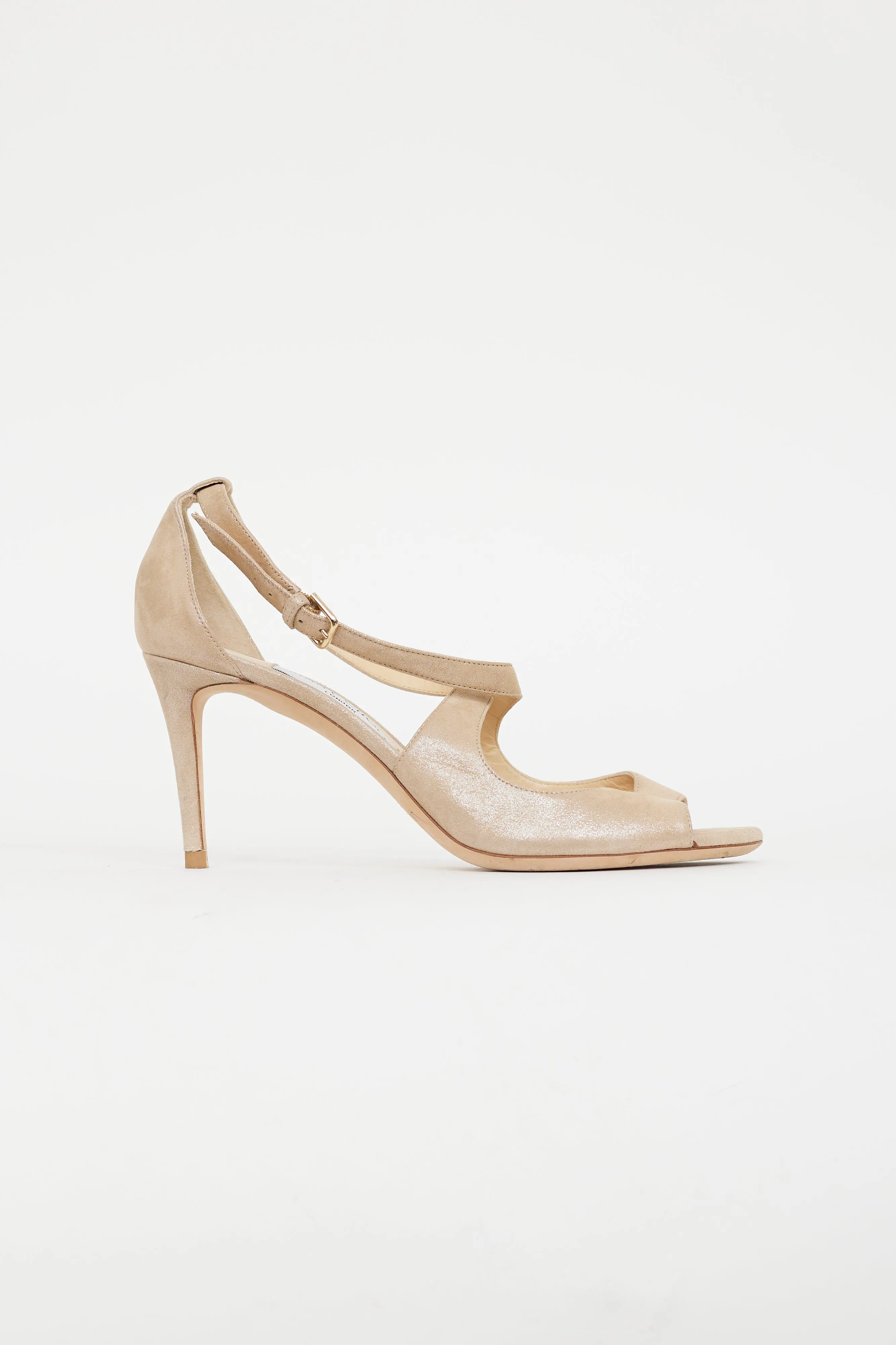 Beige Suede Metallic Sandal