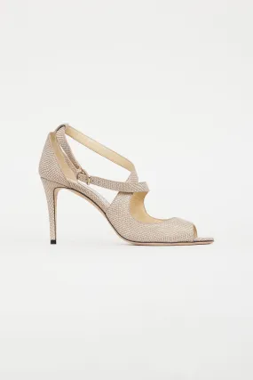 Beige Textured Leather Sandal