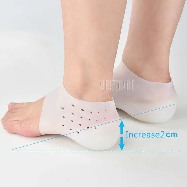 Bionics Increase Height 2cm Silicone Gel Pads In Socks Protect Heel Lift Foot Care Insole Invisible Shoes Plantar Fasciitis Pad