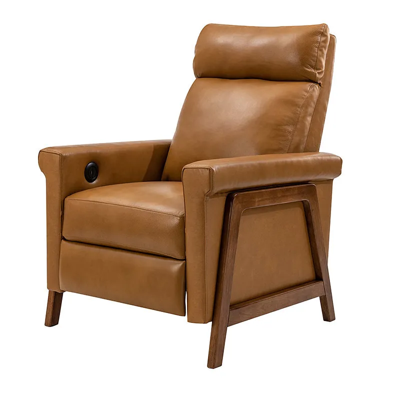 Bona Genuine Leather Power Recliner with Solid Wood Frame