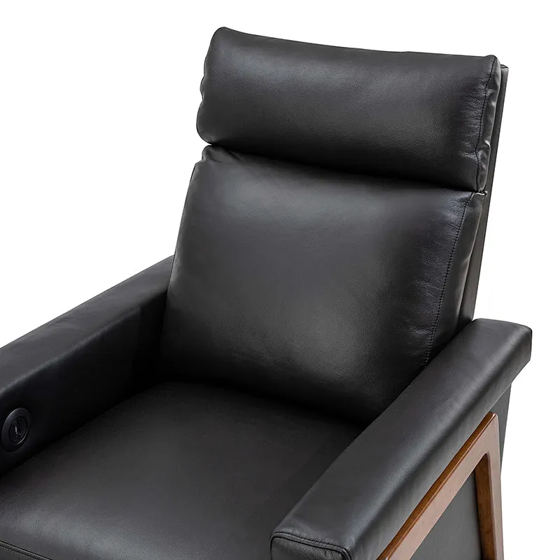 Bona Genuine Leather Power Recliner with Solid Wood Frame