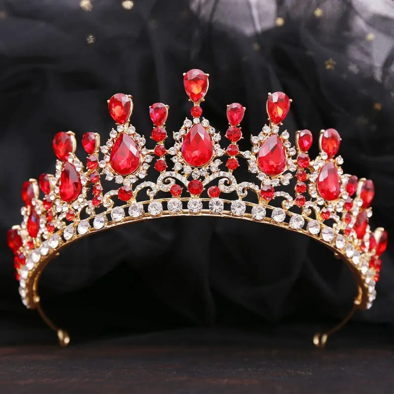 Bridal Baroque Water Drop Diamond Princess Crown Tiara for Weddings