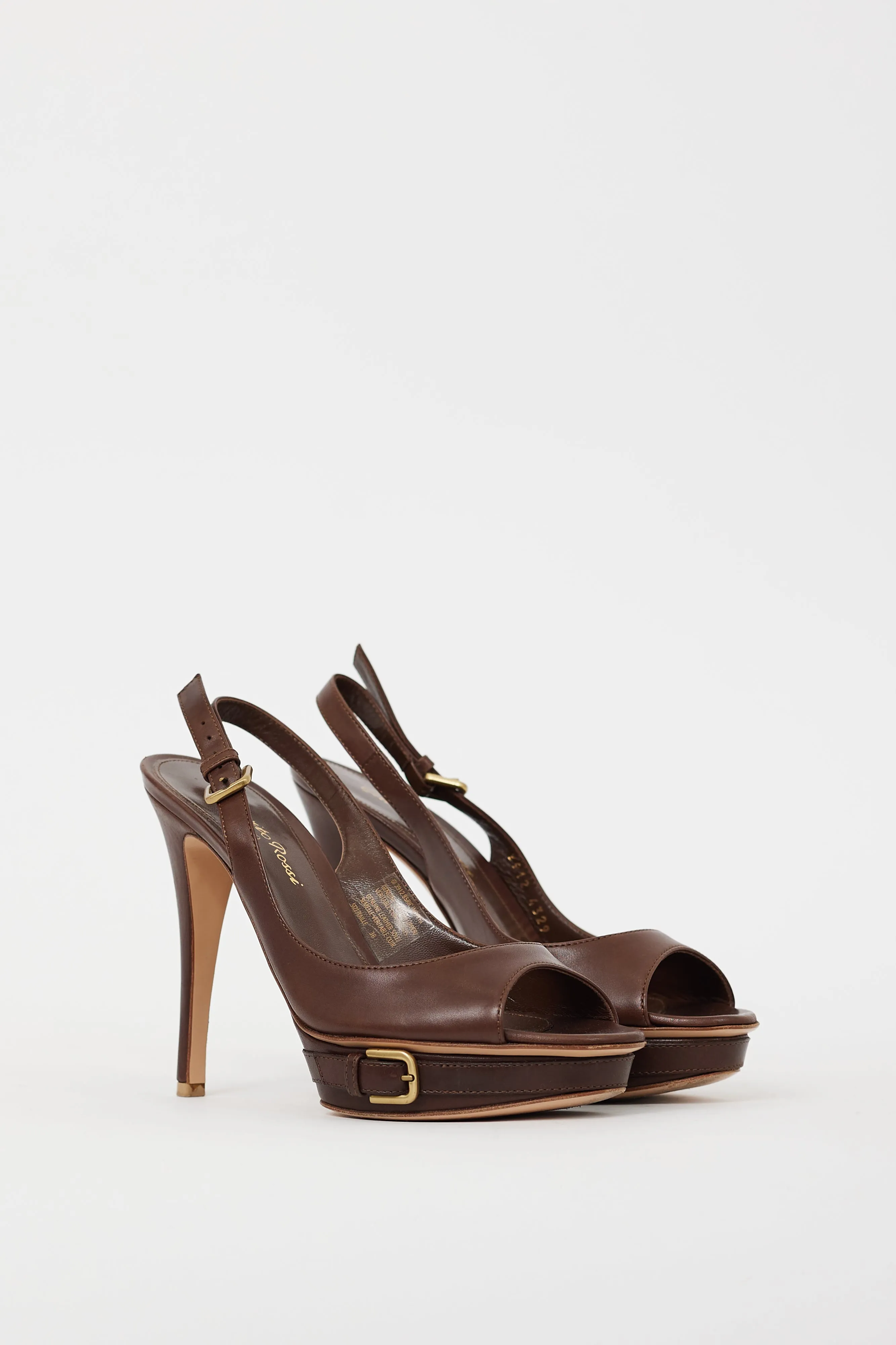 Brown Leather Buckle Sandal