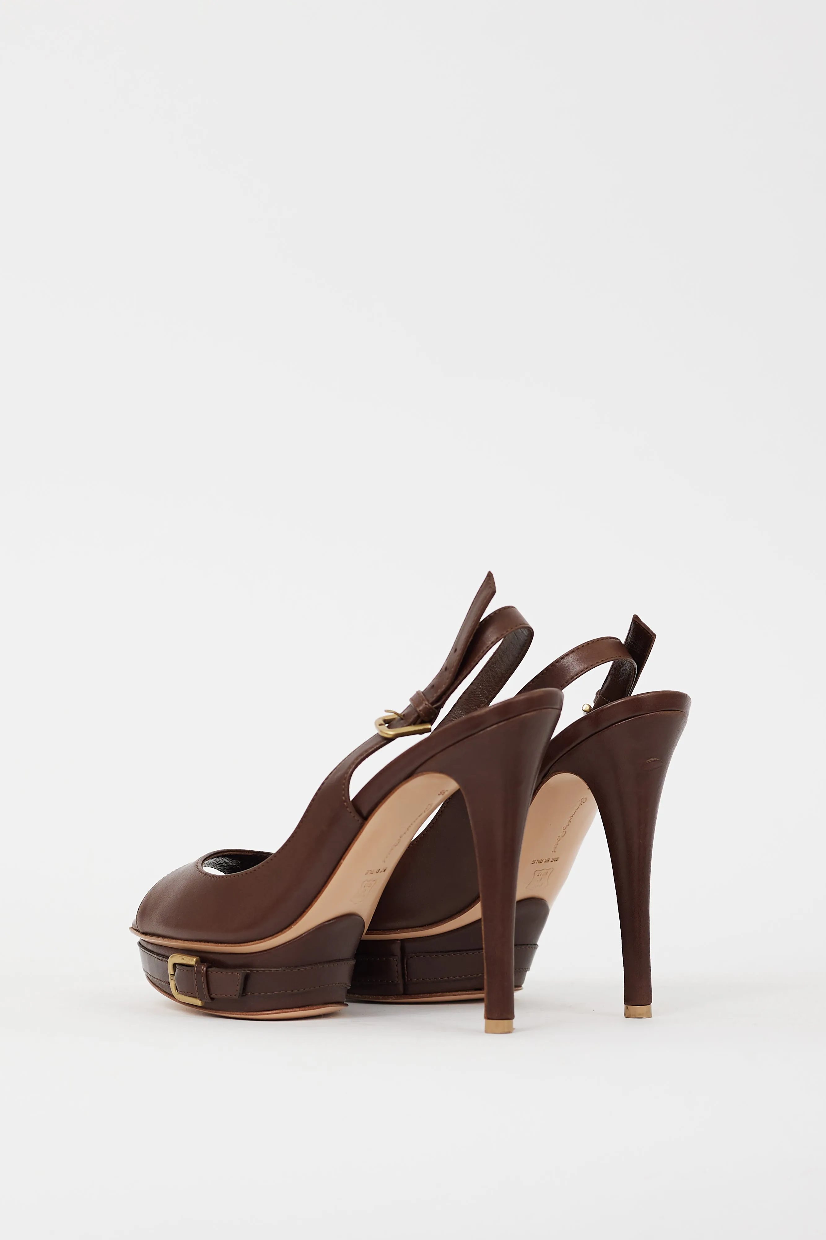 Brown Leather Buckle Sandal