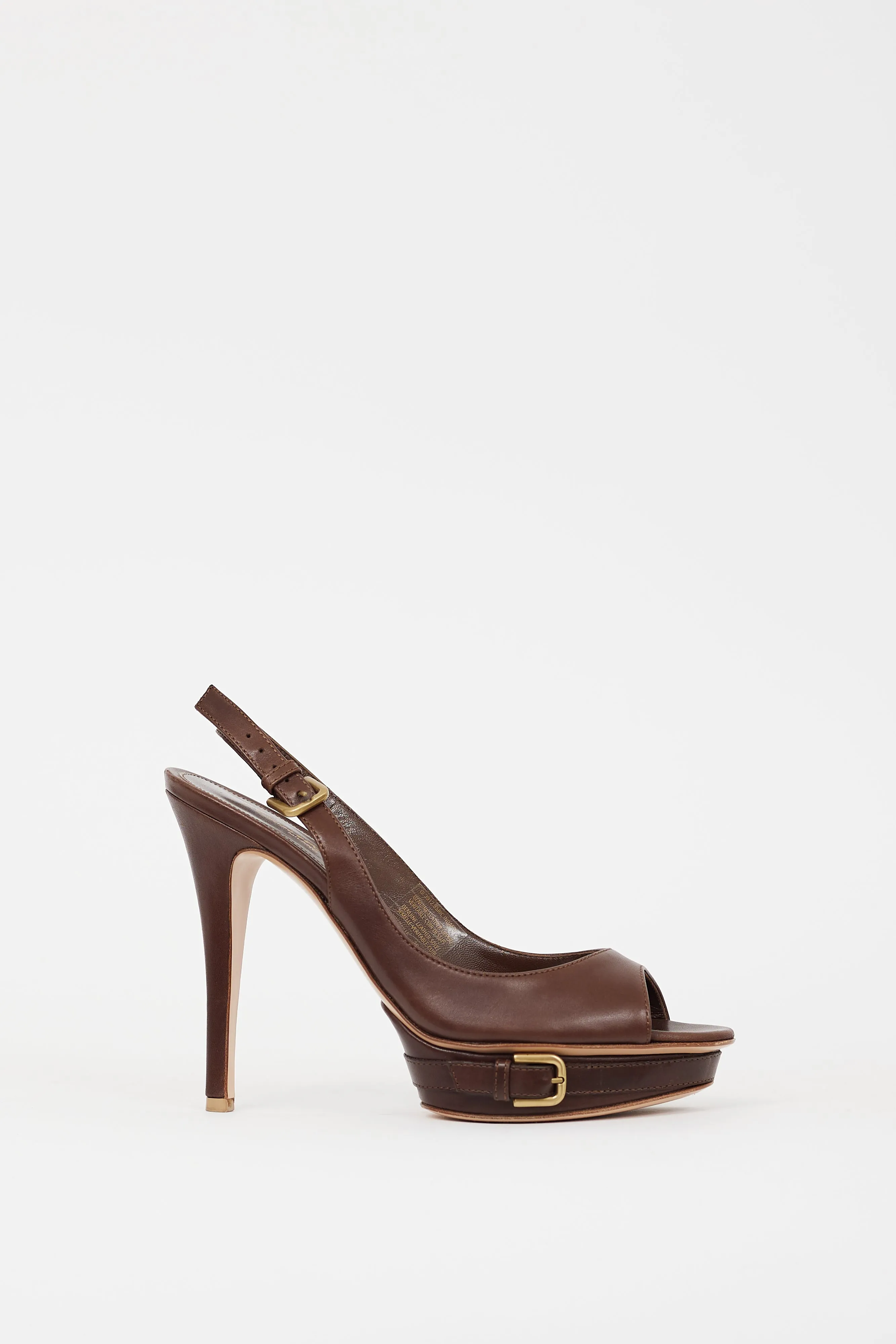 Brown Leather Buckle Sandal