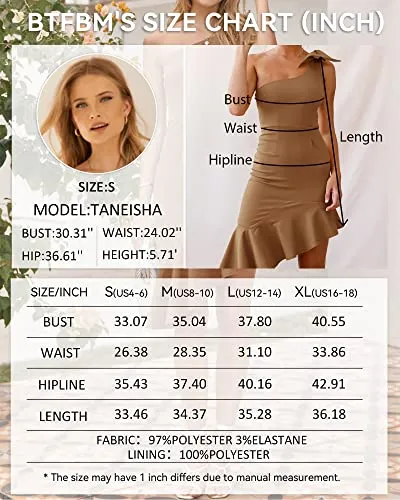 BTFBM Women Fashion One Shoulder Mini Dresses Sleeveless Tie Knot Asymmetrical Mermaid Evening Cocktail Prom Formal Dress