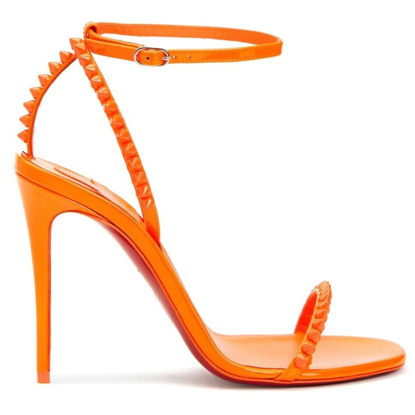 Christian Louboutin So Me Orange Women's Leather Spike Sandals