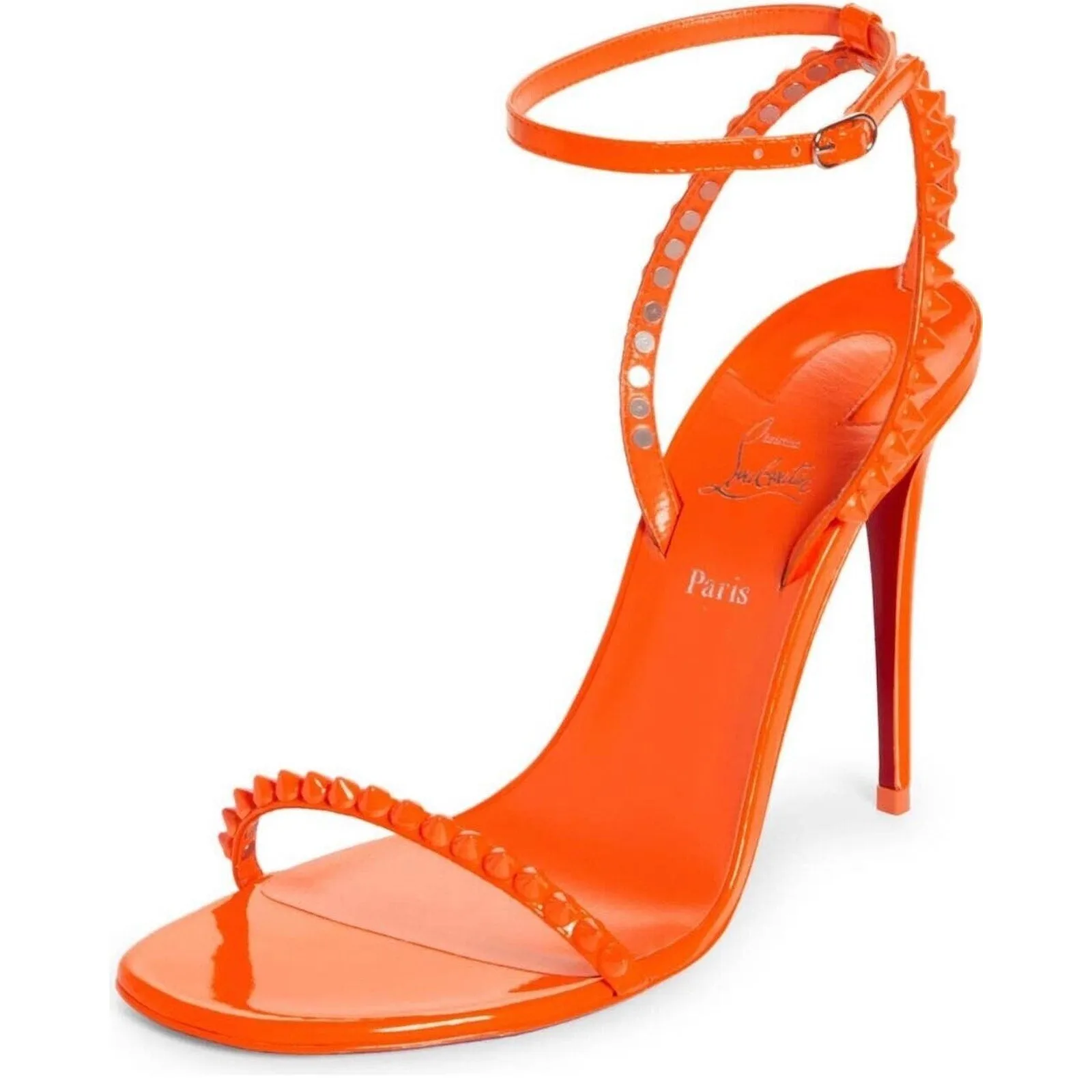 Christian Louboutin So Me Orange Women's Leather Spike Sandals