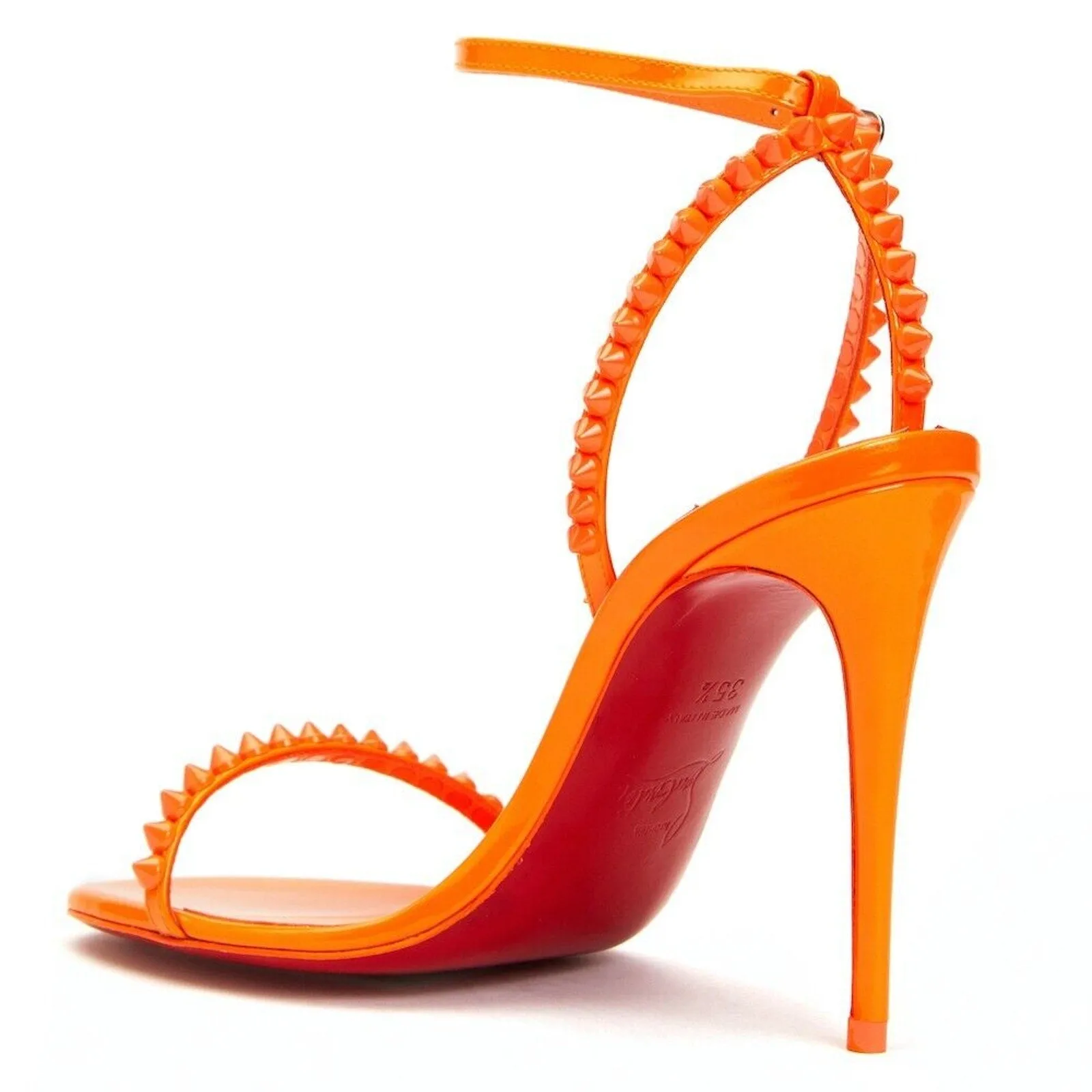 Christian Louboutin So Me Orange Women's Leather Spike Sandals