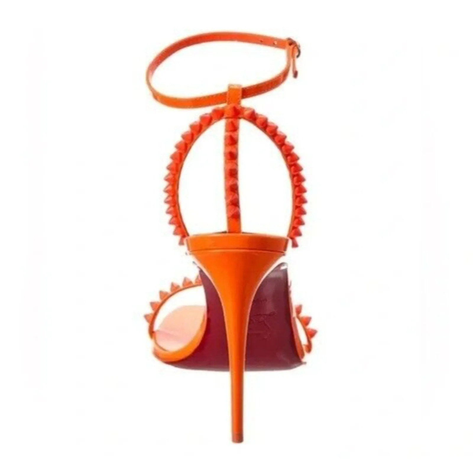 Christian Louboutin So Me Orange Women's Leather Spike Sandals