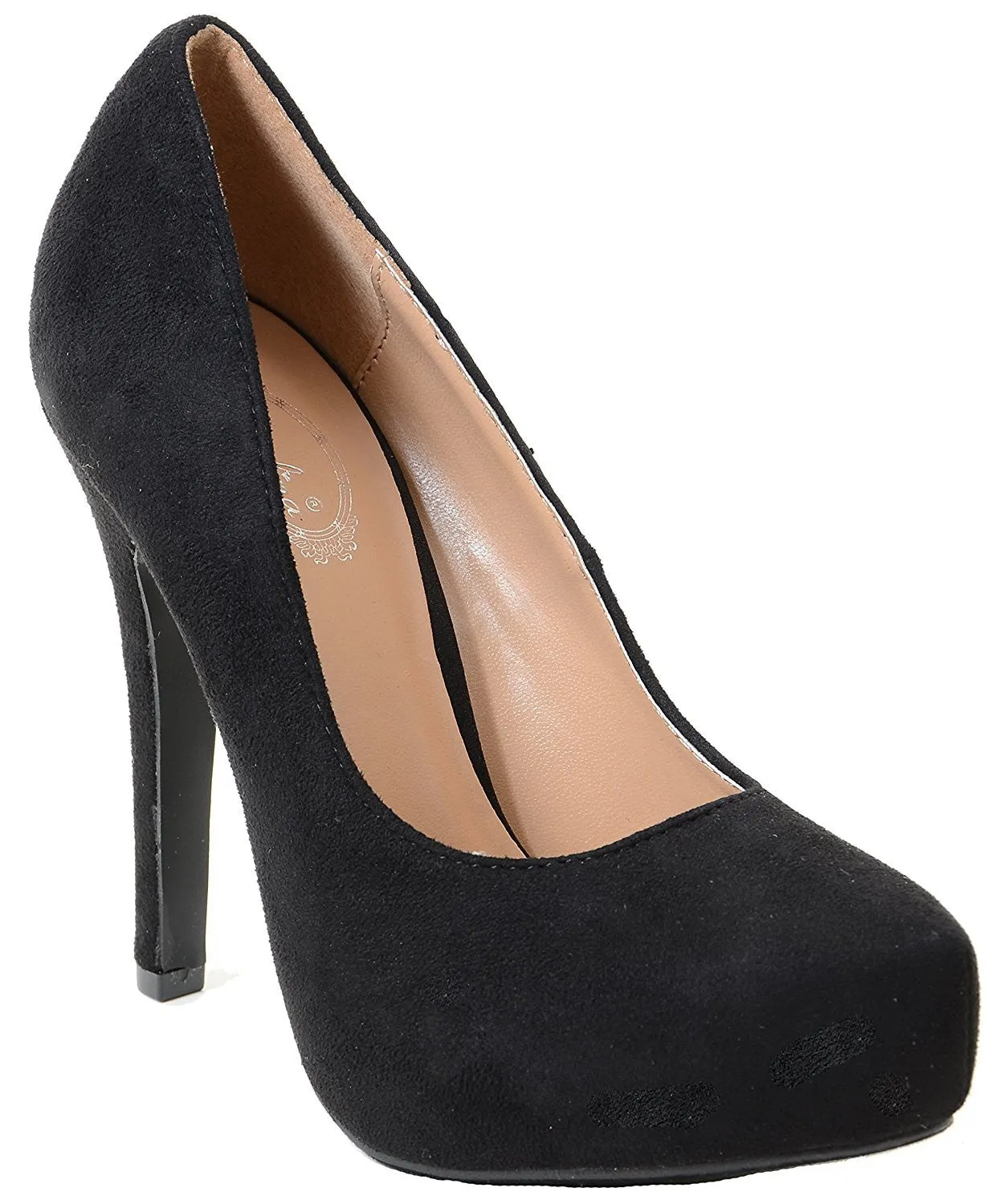 Classic Round Toe Faux Suede Platform Pump Women's Heels