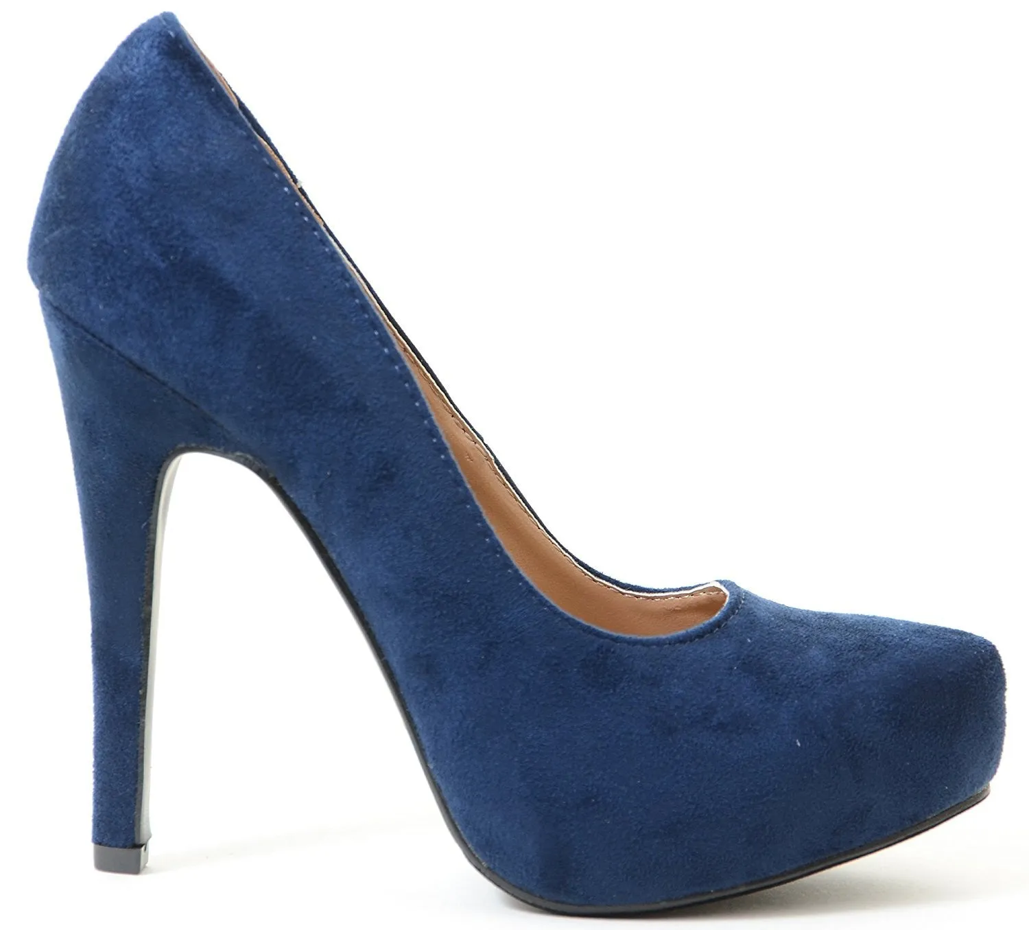 Classic Round Toe Faux Suede Platform Pump Women's Heels