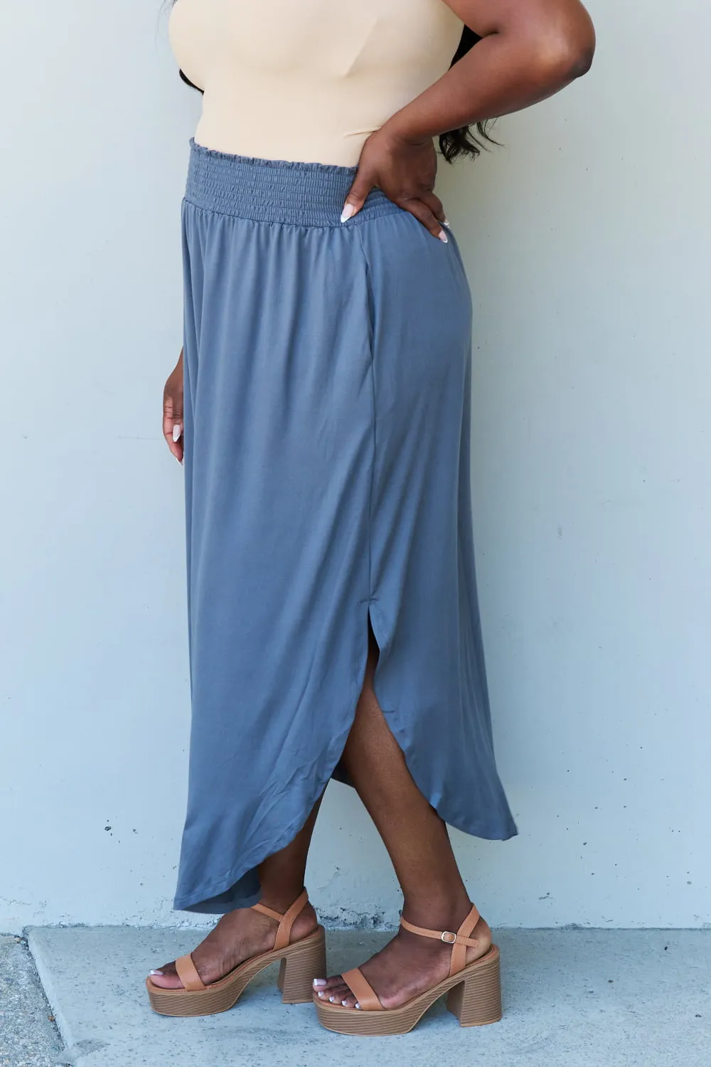 Comfort Princess High Waist Scoop Hem Maxi Skirt