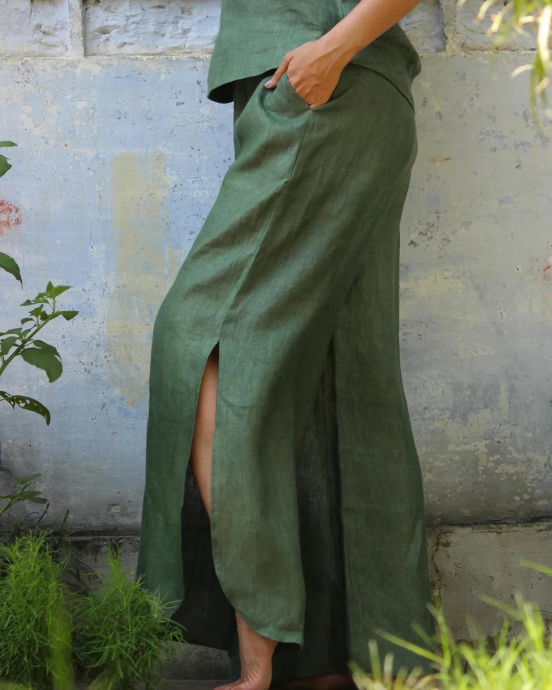 Dawn Knee-Length Side Slit 100% Hemp Pants