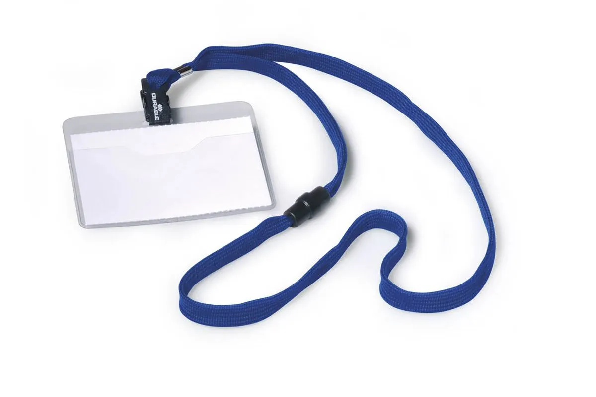 Durable Lanyard Name Badge ID Card Holder   Inserts | 10 Pack | 60 x 90mm | Blue