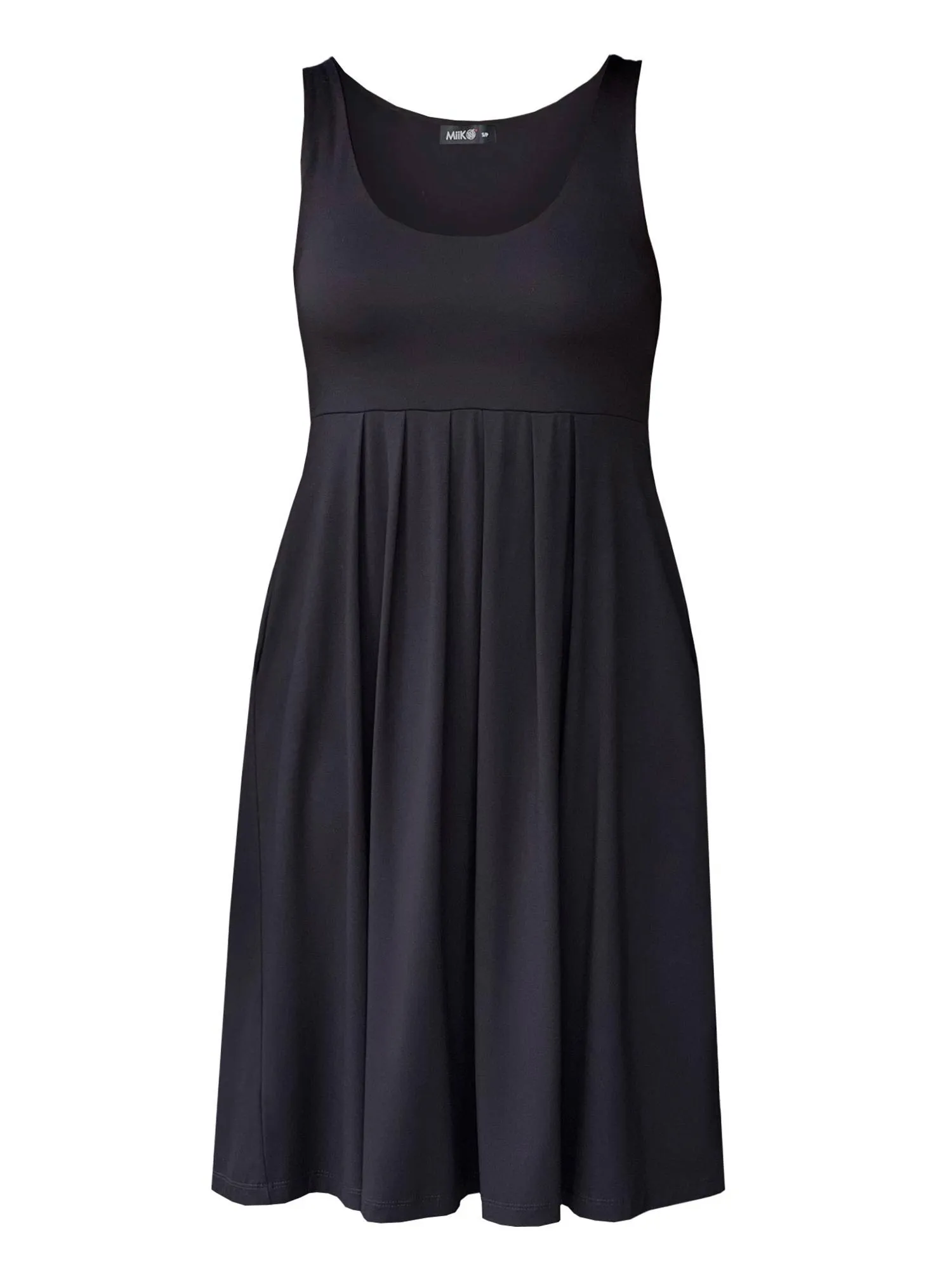 Ela pleated reversible neckline pocket dress - FINAL SALE