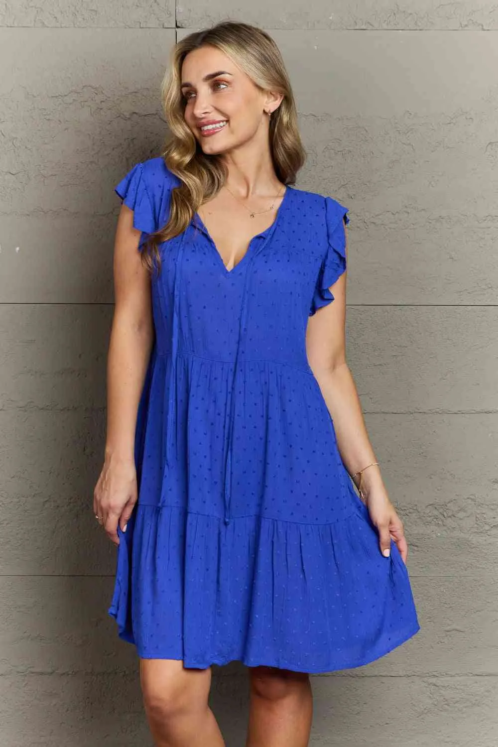 Enchanting Elegance Full Size Peasant Neckline Tiered Dress