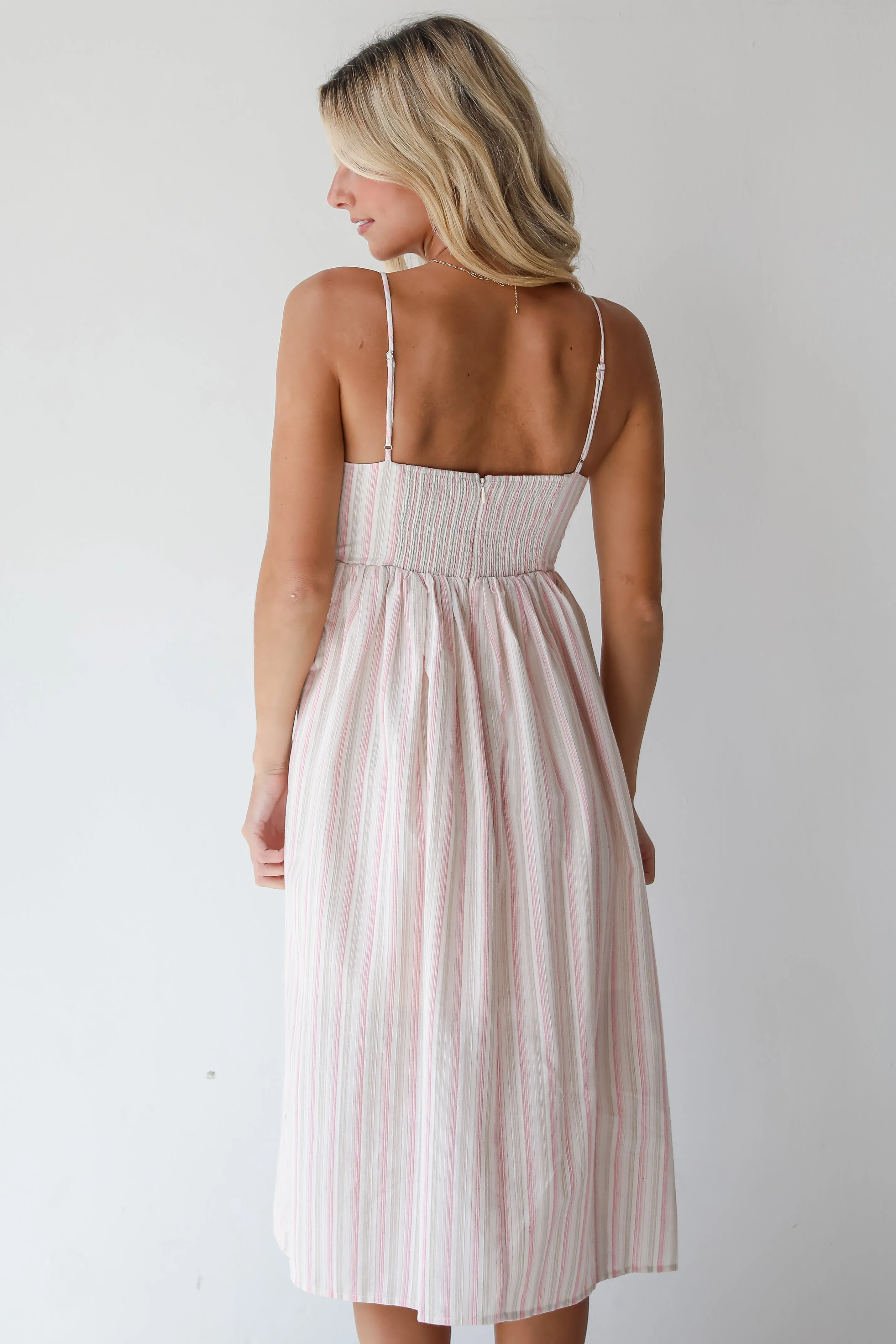 FINAL SALE - Charmed Energy Pink Striped Midi Dress