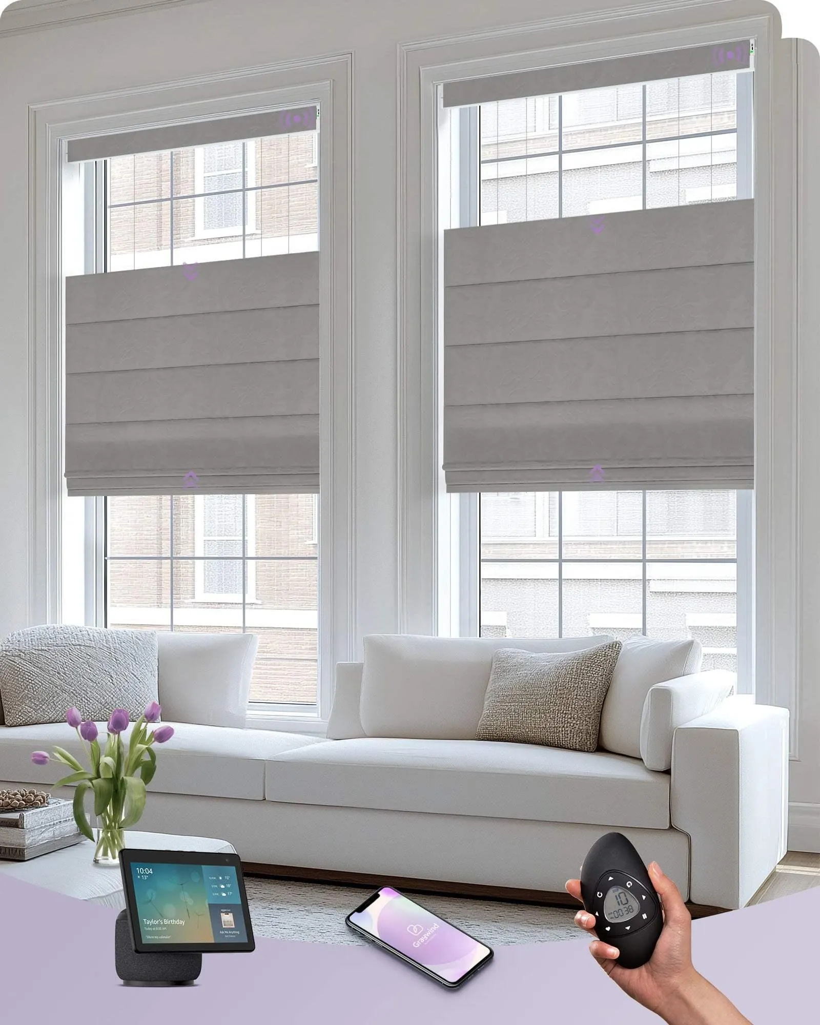 Graywind Motorized Top Down Bottom Up Roman Shades | Light Filtering Series | Customizable