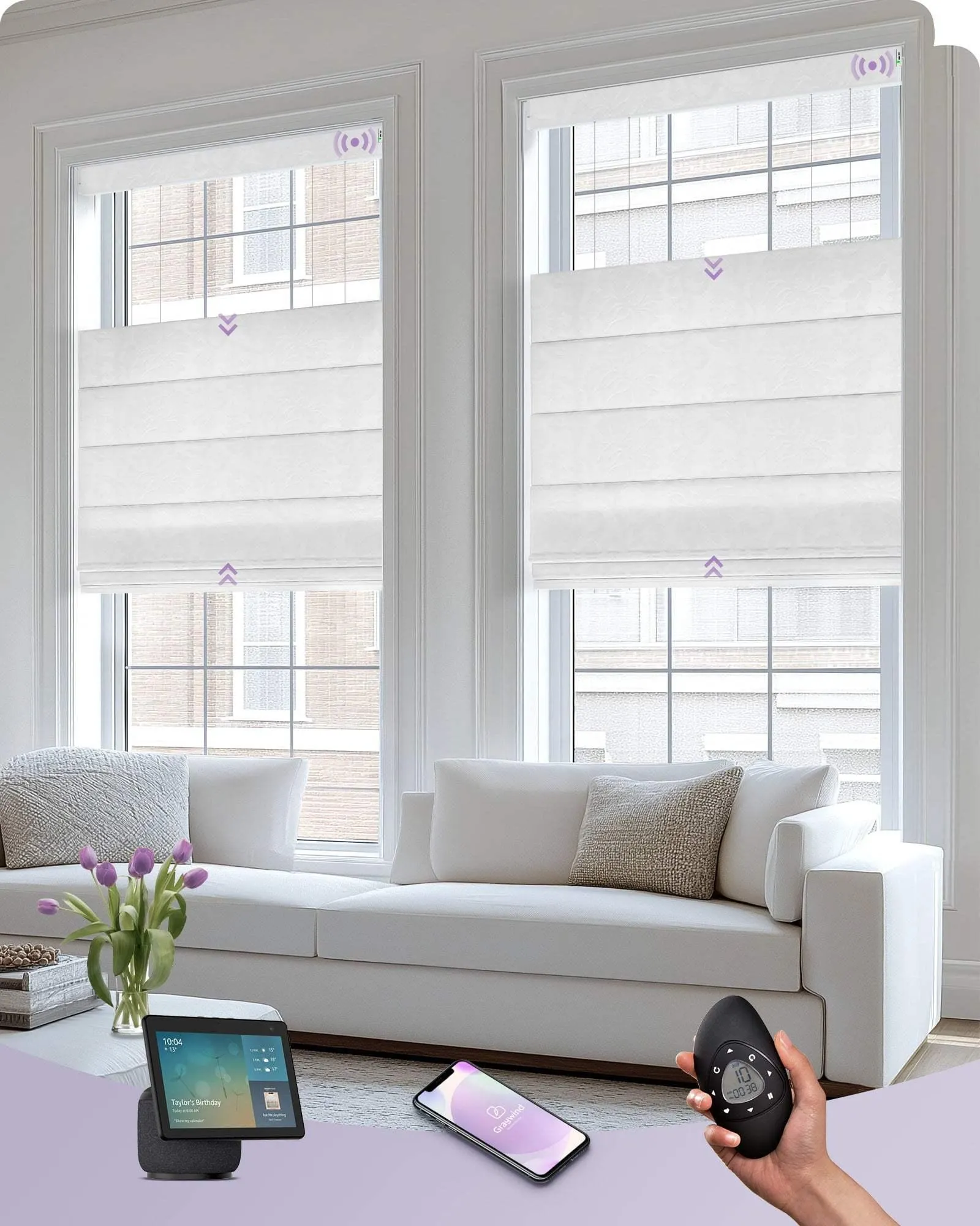 Graywind Motorized Top Down Bottom Up Roman Shades | Light Filtering Series | Customizable