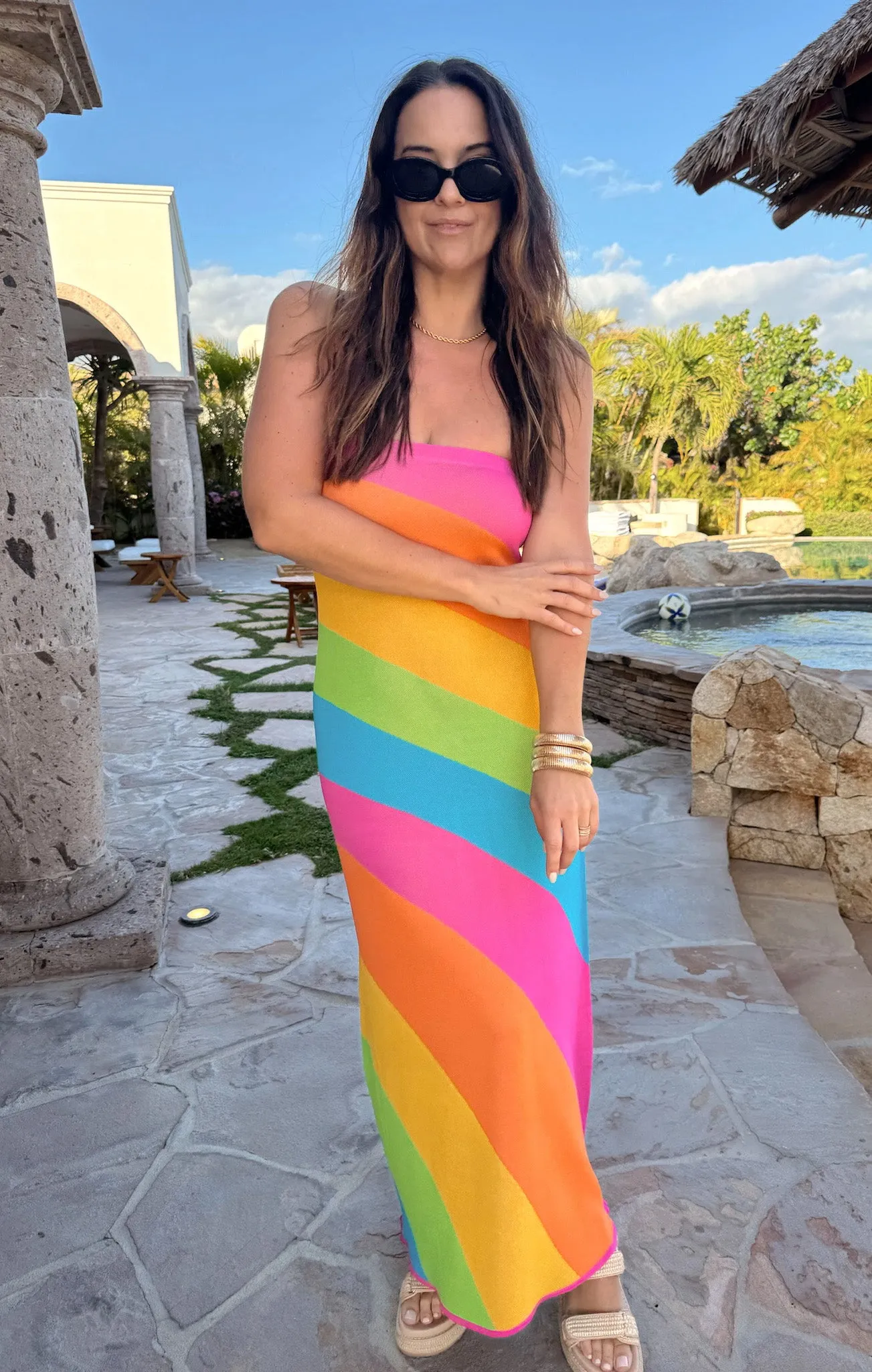 Island Nights Tube Dress ~ Salty Rainbow Stripe Knit