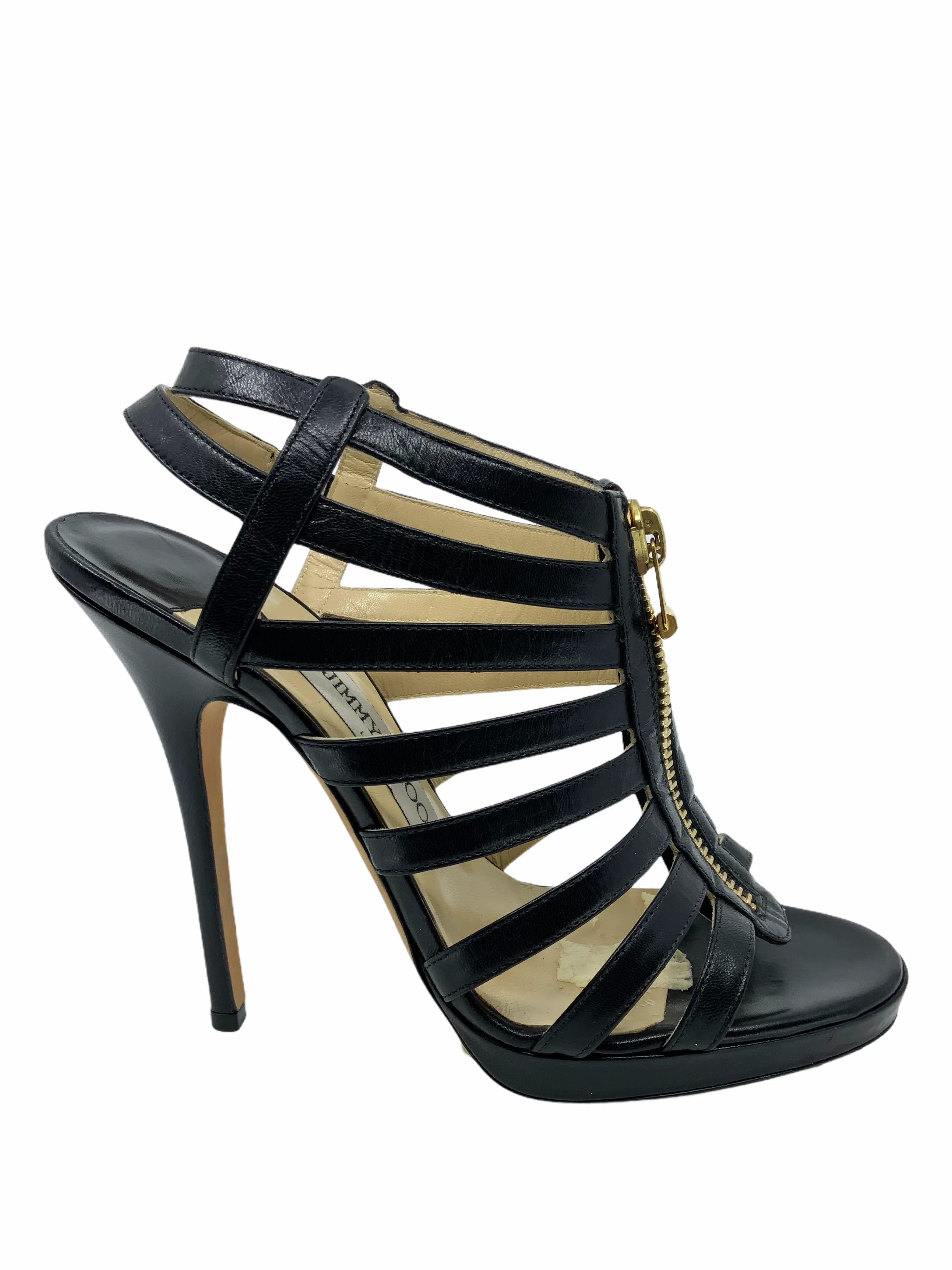 Jimmy Choo Leather Caged Heeled Sandals Size 8