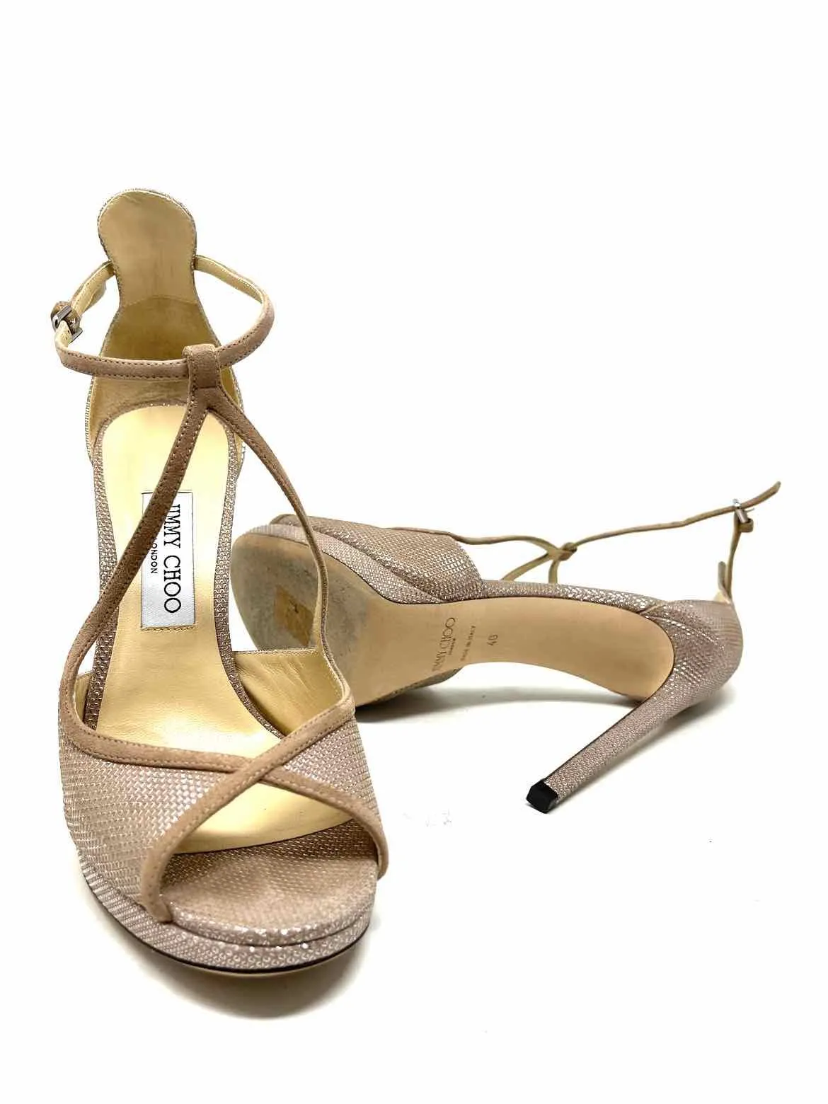 JIMMY CHOO Women's Taupe metalic Size 40/10 Stiletto Sandals