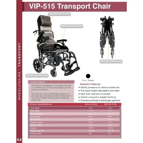 Karman VIP-515-TP Tilt-in-Space Wheelchair