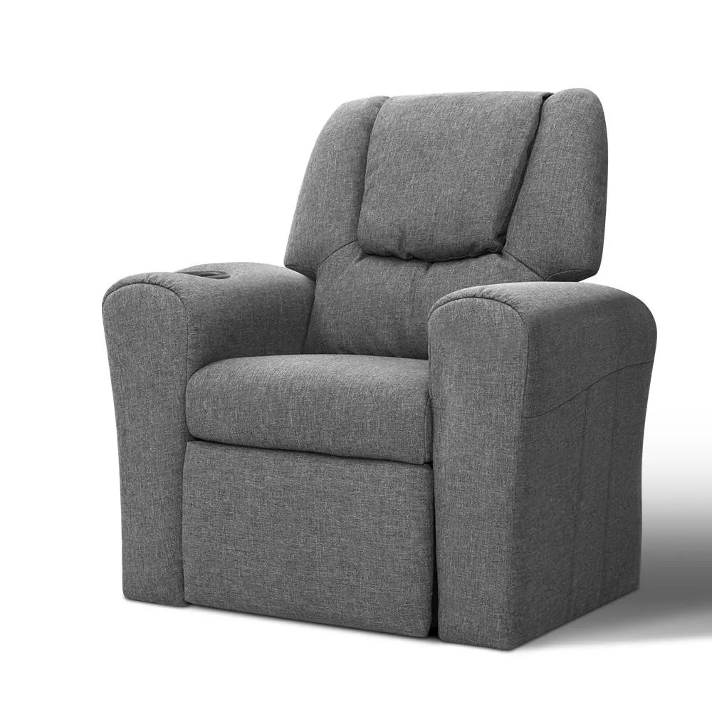 Kids Recliner Chair Linen Grey