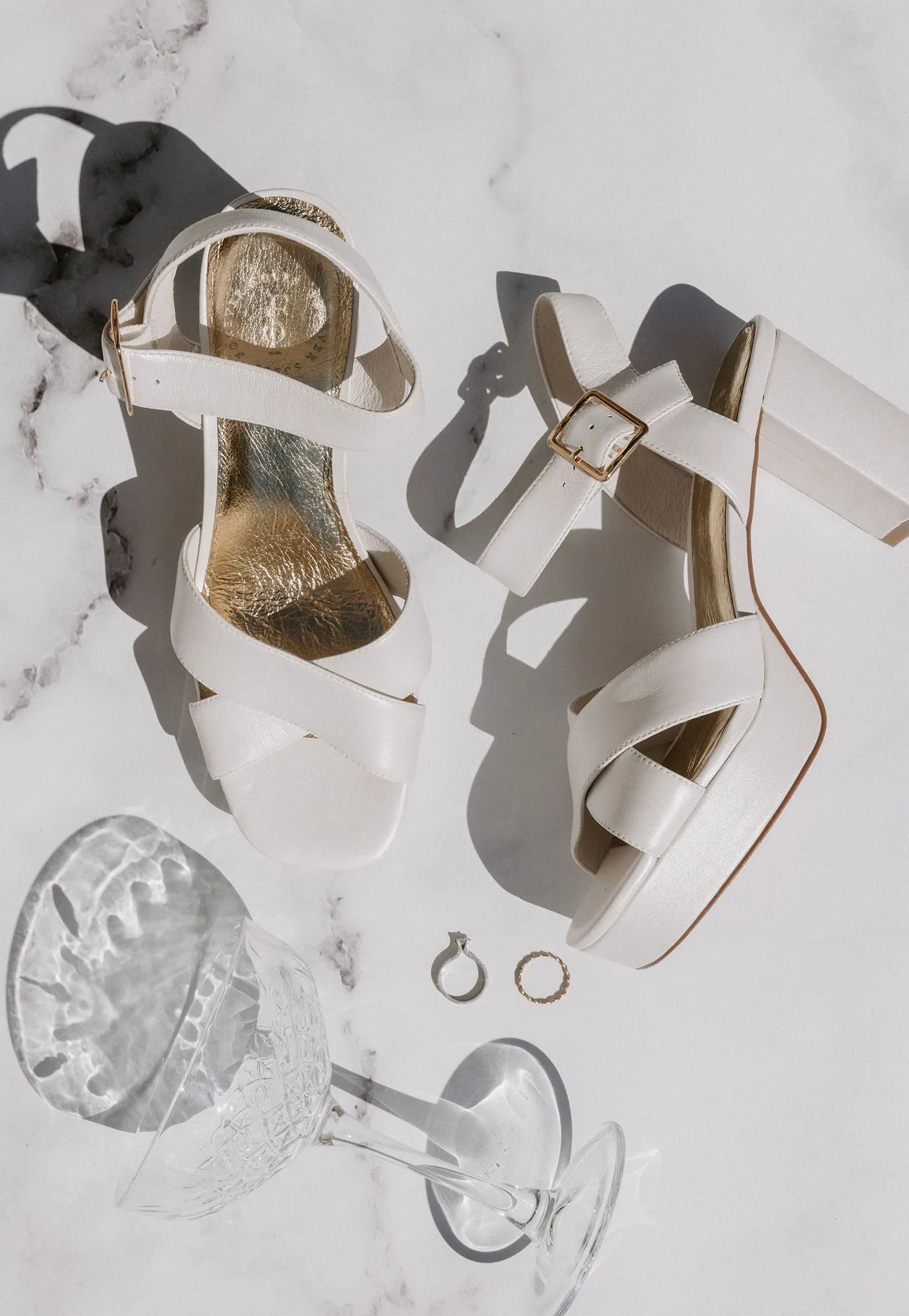 LOTUS PLATFORMS - IVORY LEATHER BRIDAL SHOES