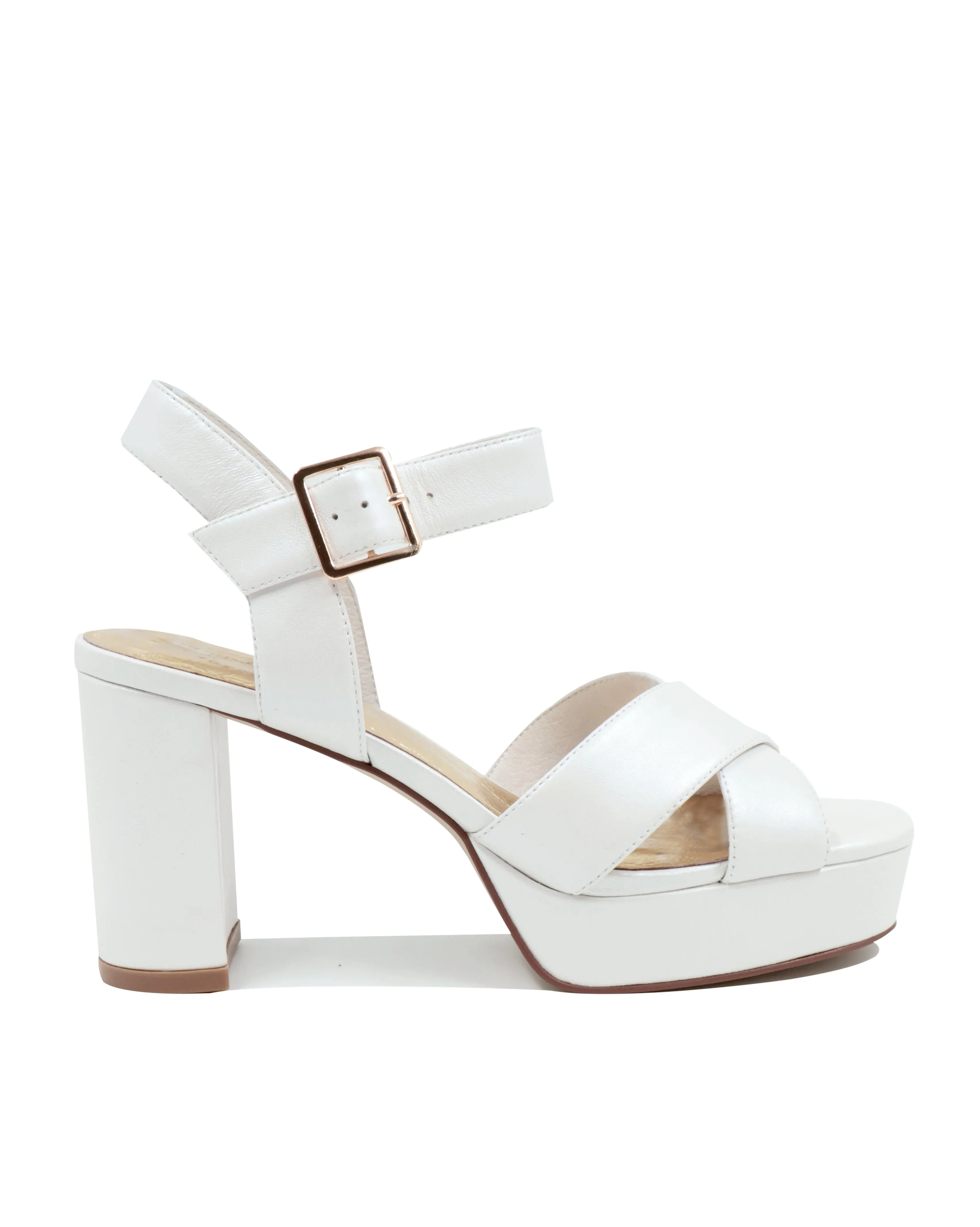 LOTUS PLATFORMS - IVORY LEATHER BRIDAL SHOES