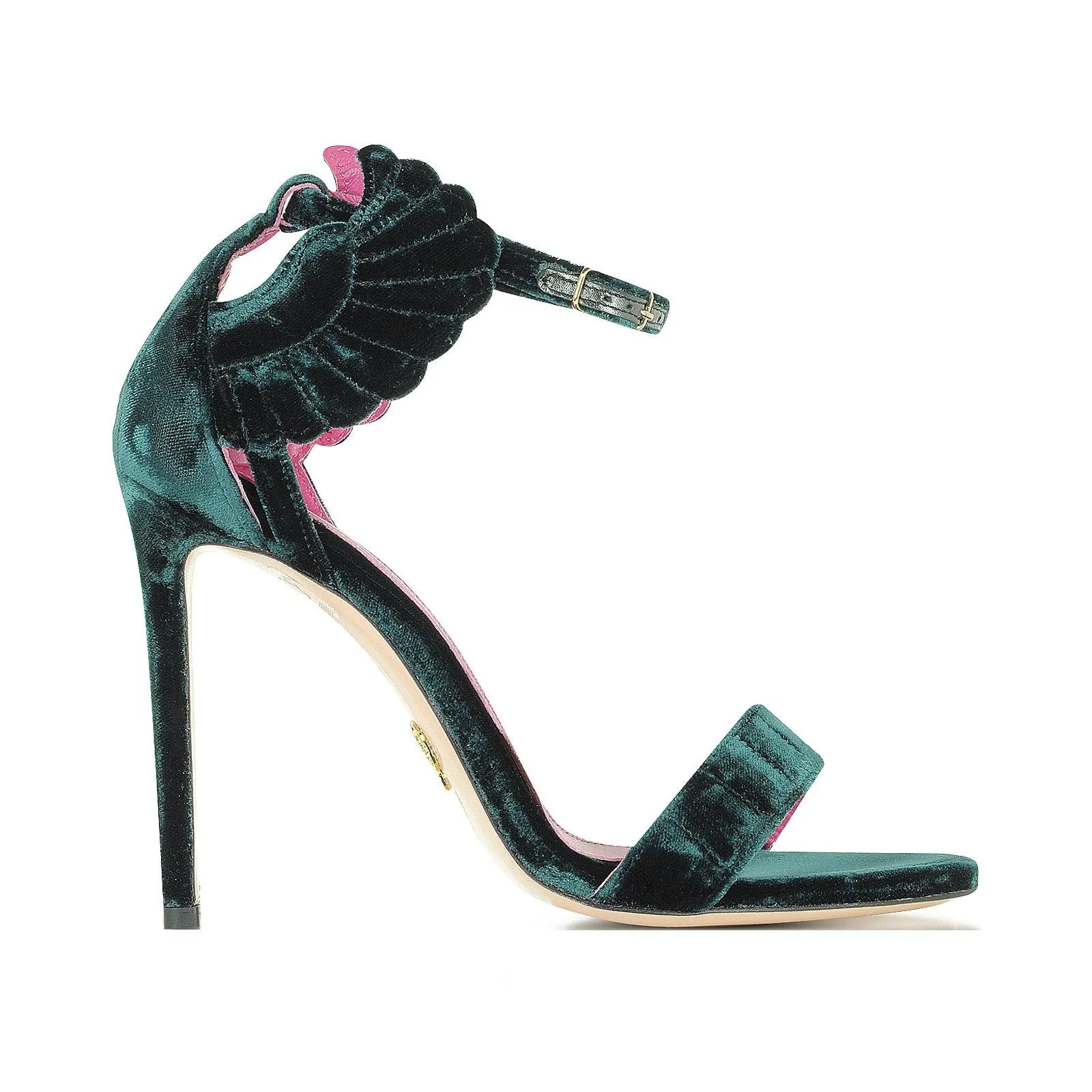 MALIKAH GREEN VELVET SANDALS