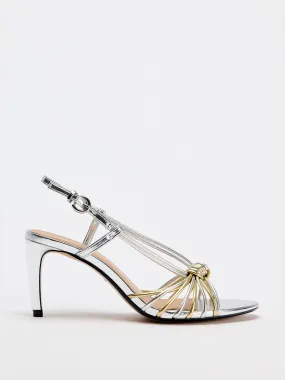 Metallic sandals with knotted straps