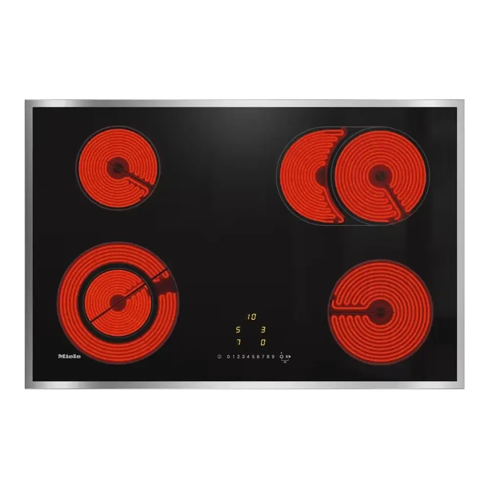 Miele KM6522FR Electric Hob with Onset Controls, 4 Cooking Zones Including 1 Extended & 1 Vario Zone - Stainless Steel