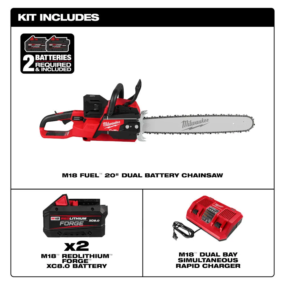 Milwaukee 2827-22 M18 FUEL 18V 20" Dual Battery Chainsaw Kit