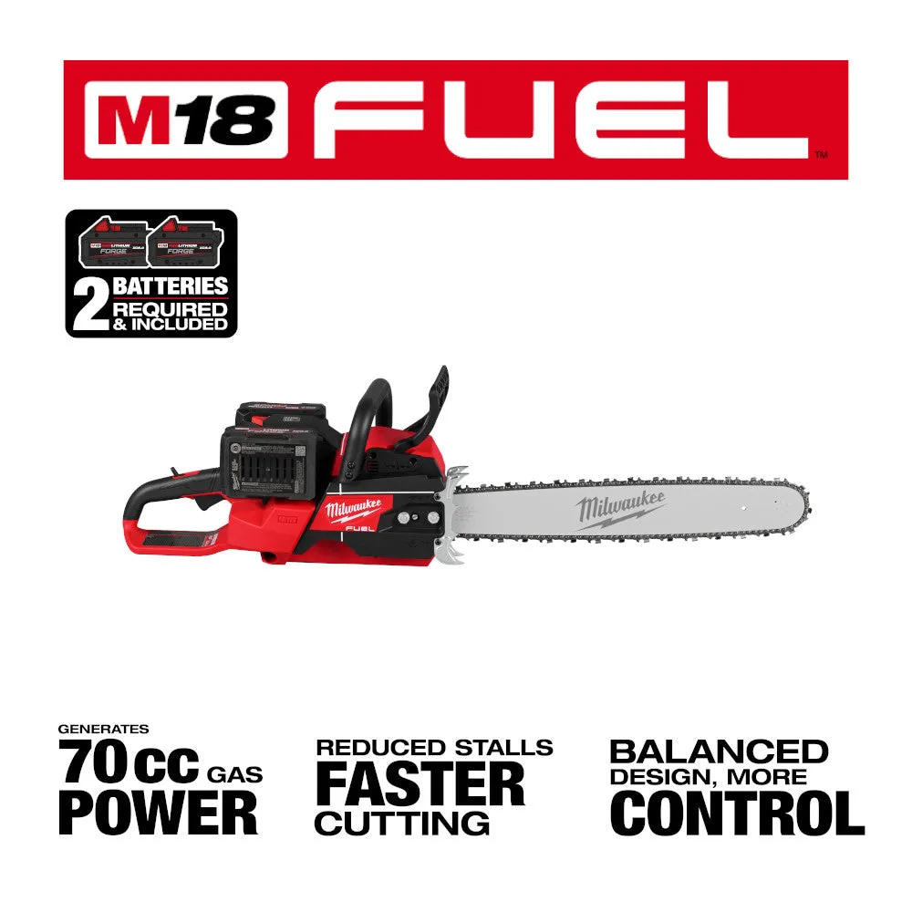 Milwaukee 2827-22 M18 FUEL 18V 20" Dual Battery Chainsaw Kit