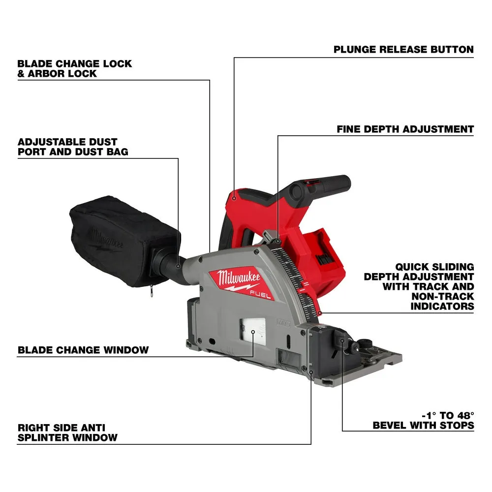 Milwaukee 2831-20 M18 FUEL 18V 6-1/2" Cordless Plunge Track Saw - Bare Tool