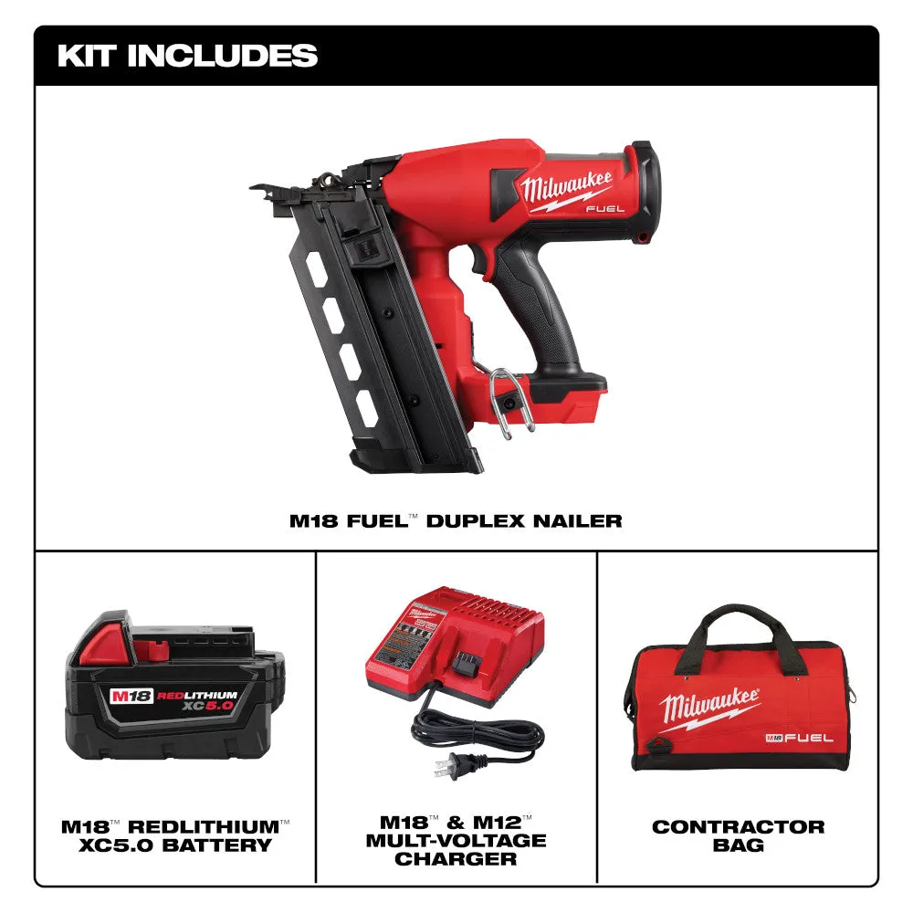 Milwaukee 2844-21 M18 FUEL 18V Cordless Li-Ion Duplex Nailer Kit