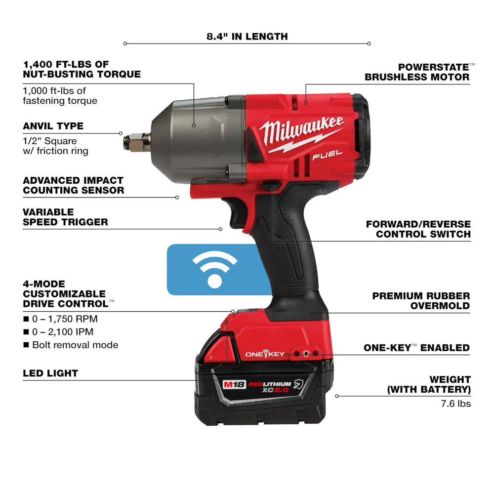 Milwaukee 2863-22R M18 FUEL 18V ONE-KEY 1/2" Impact Wrench Friction Ring Kit