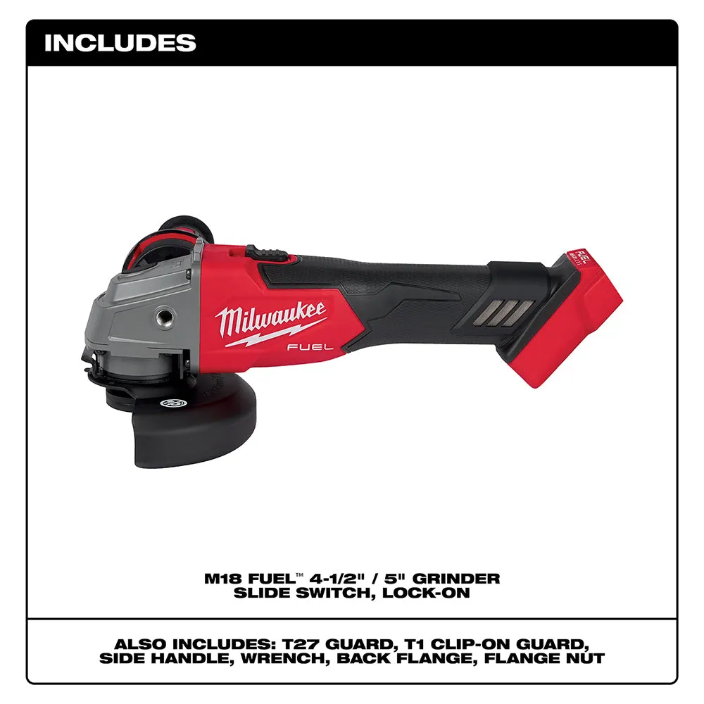 Milwaukee 2881-20 M18 FUEL 4-1/2" / 5" Grinder Slide Switch Lock-On - Bare Tool