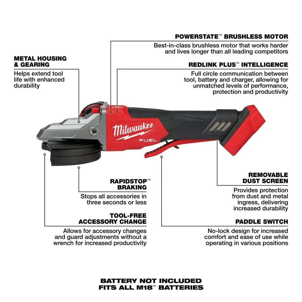 Milwaukee 2886-20 M18 FUEL 18V 5" Li-Ion Flathead Paddle Grinder - Bare Tool