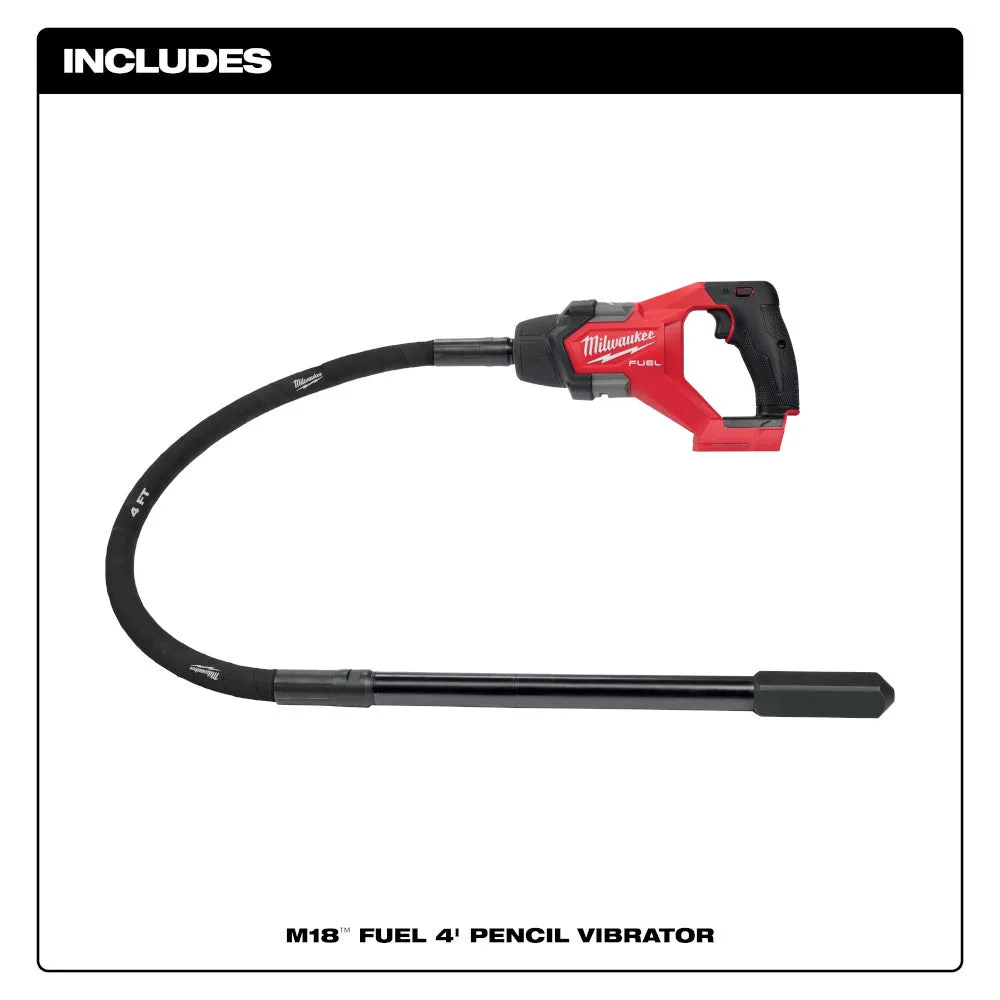 Milwaukee 2910-20 M18 FUEL 18V 4' Concrete Pencil Vibrator - Bare Tool