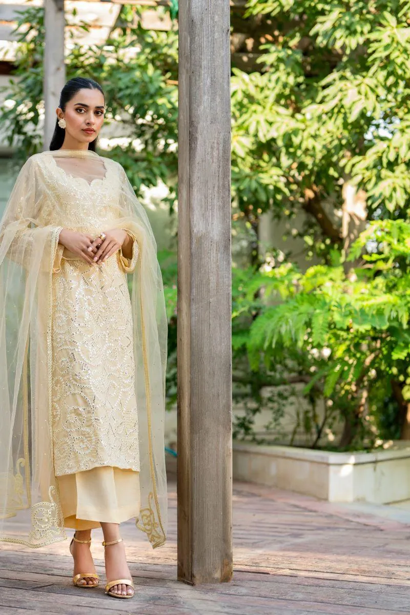 Natasha Kamal - Tuscany - light yellow - Georgette lined with crepe de chin - 3 Piece