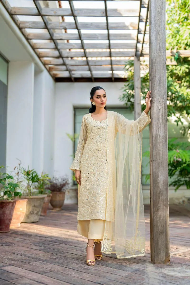 Natasha Kamal - Tuscany - light yellow - Georgette lined with crepe de chin - 3 Piece